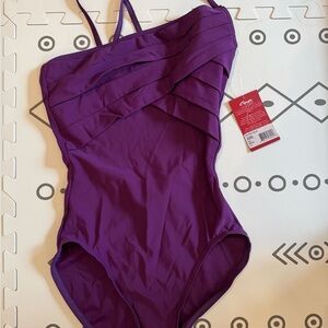 Capezio Purple Geo Strap Cami Leotard